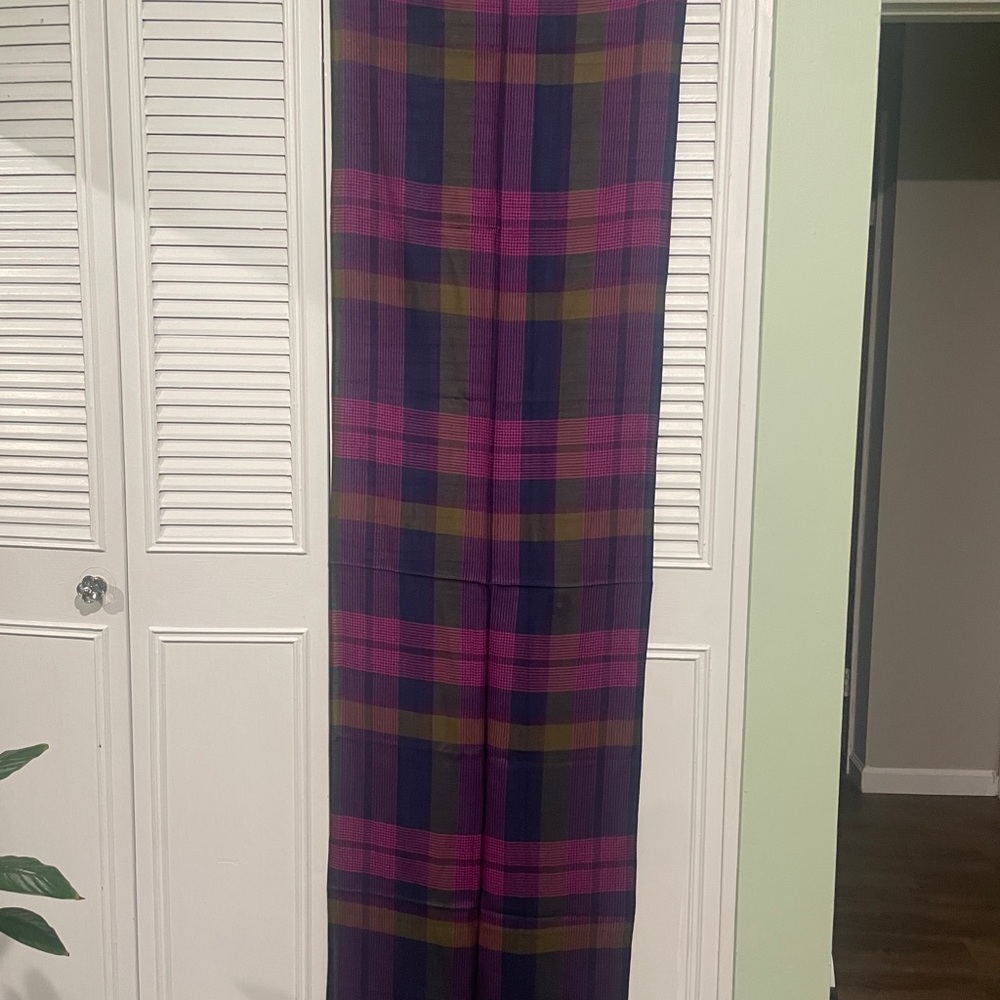 Lands' End Plaid Scarf in Purple, Pink, Olive